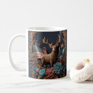 3D-Tittar utskriven USA flagga Hjort Buck Kaffemugg