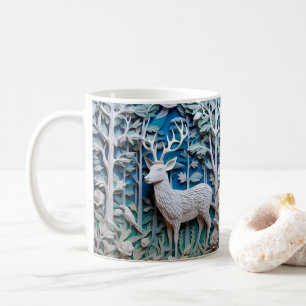 3D-Tittar utskriven vit Hjort Buck Kaffemugg