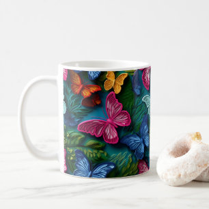 3D-Tittar utskrivna ljusfärgade fjärilar Kaffemugg