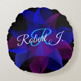 3D To 2D Geometric Cylinder Ring Round Pillow Rund Kudde