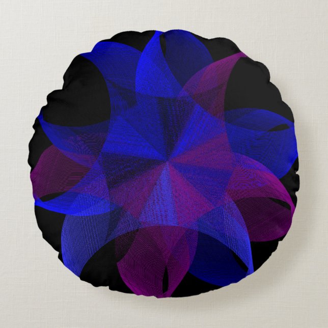 3D To 2D Geometric Cylinder Ring Round Pillow Rund Kudde (Framsidan)