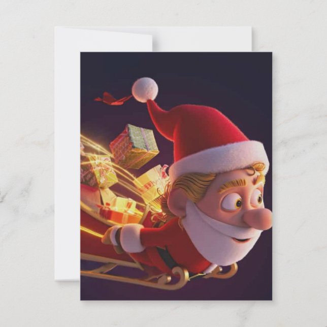 3D Tomte Julhälsningskort – Festiv H Anteckningskort (Framsida)