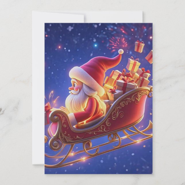 3D Tomte Julhälsningskort – Festiv H Julkort (Framsida)