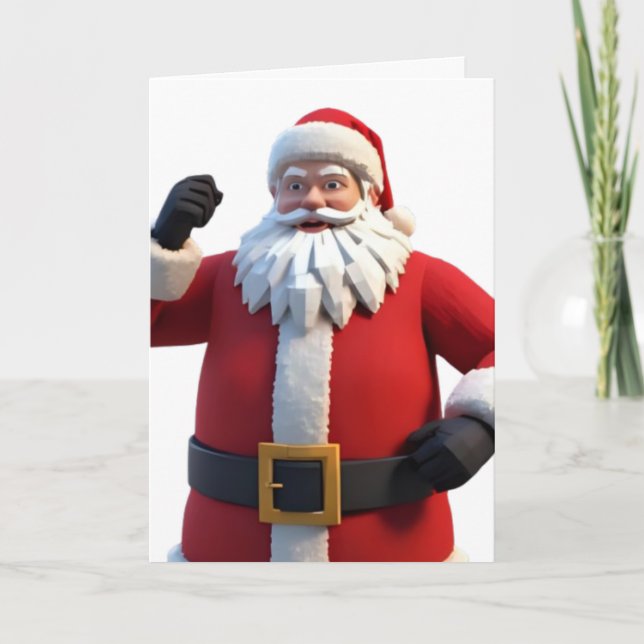 3D Tomte Julhälsningskort – Festiv H Kort (Framsida)