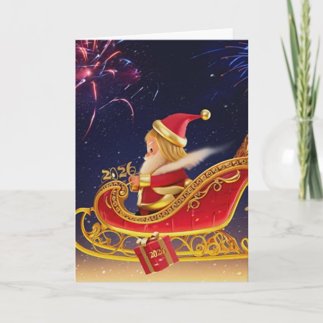 3D Tomte Julhälsningskort – Festlig H Helgkort (Framsida)