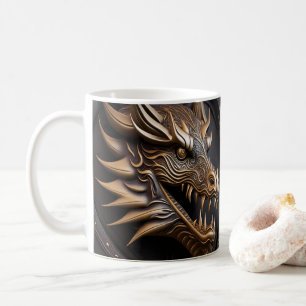 3D Tooled Leather-utskriften Dragon Kaffemugg