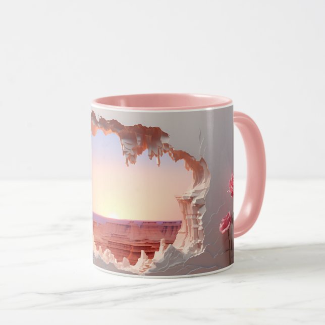 3D Torn Wall Canyon Sunset Mugg (Framsida höger)