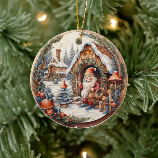 3D TRADITIONELLA CHRISTMAS VINTAGE JULTOMTEN JULGRANSPRYDNAD KERAMIK (Träd)