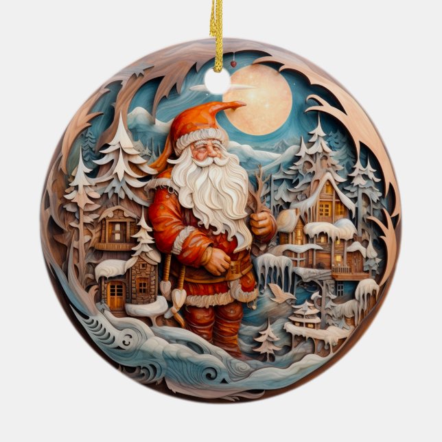 3D TRADITIONELLA CHRISTMAS VINTAGE JULTOMTEN JULGRANSPRYDNAD KERAMIK (Baksidan)