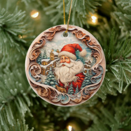 3D TRADITIONELLA CHRISTMAS VINTAGE JULTOMTEN JULGRANSPRYDNAD KERAMIK