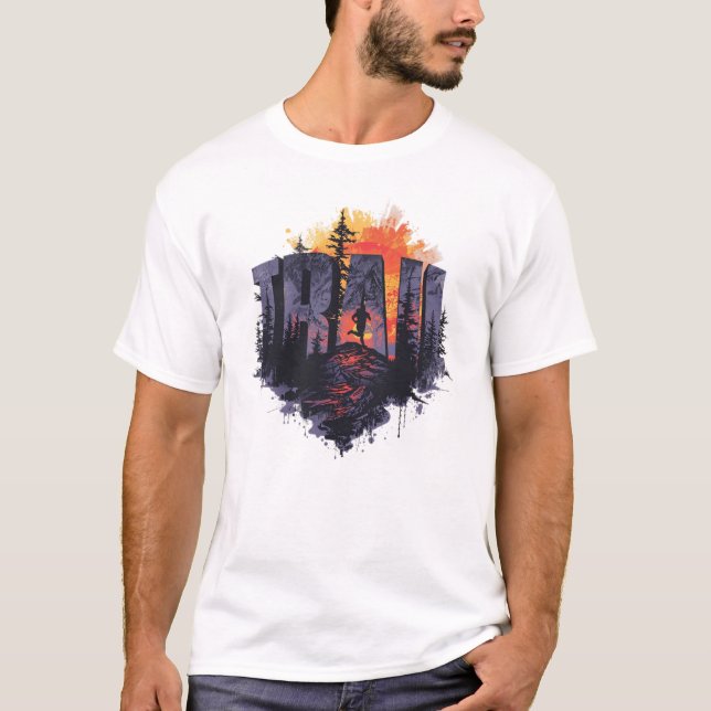 3D Trail Typografi Natur Grafik T Shirt (Framsida)