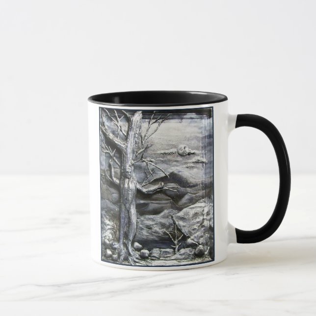 3D Treeman Black and White-kaffe mugg (Höger)