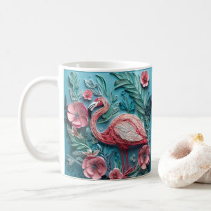 3D Tryckt Tropical Rosa Flamingo Kaffemugg