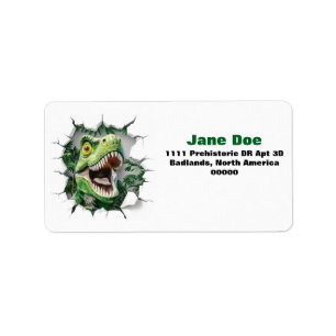 3D Tyrannosaurus Rex Dinosaur Return-adressetikett Adressetikett