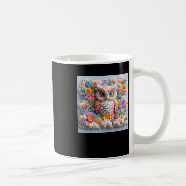 3d Uggla #4-etikett Kaffemugg (Höger)