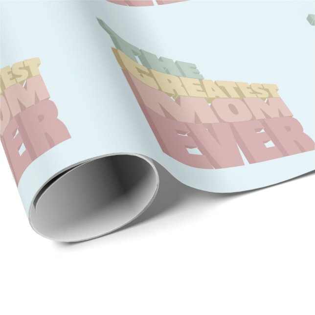 3D Underbarare Mamma någonsin Presentpapper (Rullad Hörn)