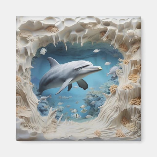 3D Undervattensdelfin Magnet (Framsidan)