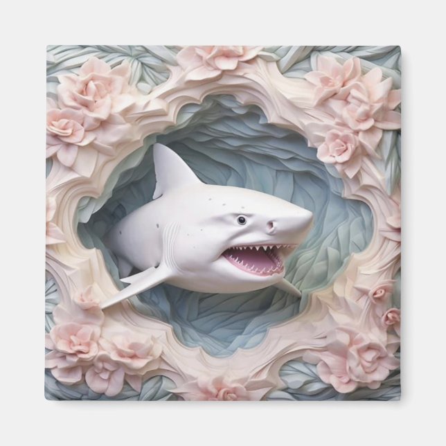 3D Undervattensvit haj Magnet (Framsidan)