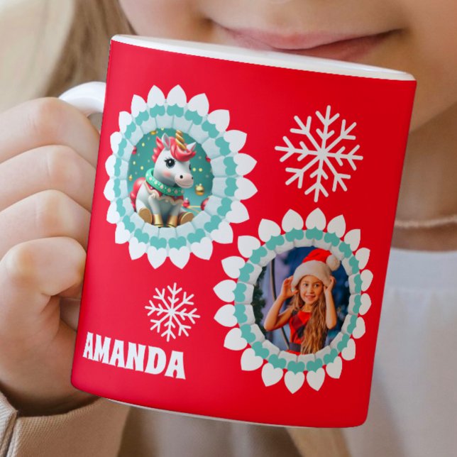 3D Unicorn Personlig Kids Photo Kaffemugg (Skapare uppladdad)