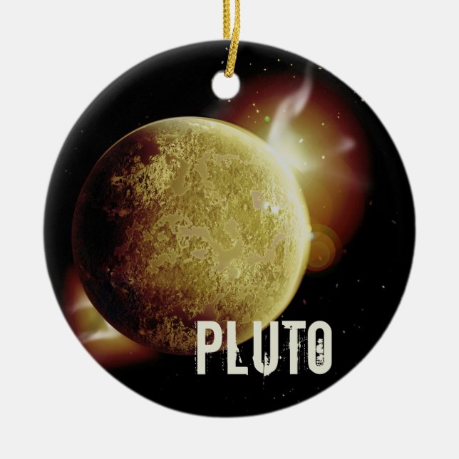 3d universum-illustration för gulten Pluto-planet Julgransprydnad Keramik (Framsidan)
