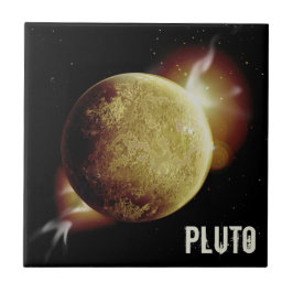 3d universum-illustration för gulten Pluto-planet Kakelplatta