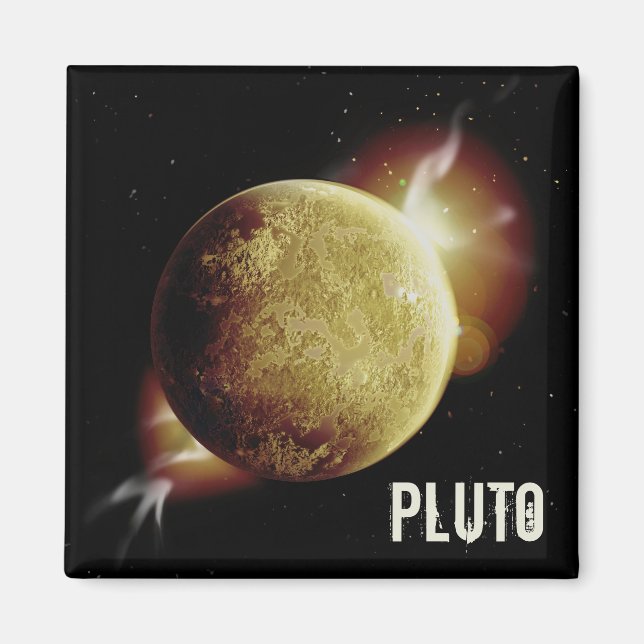 3d universum-illustration för gulten Pluto-planet Magnet (Framsidan)