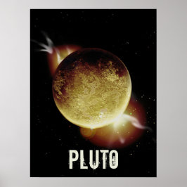 3d universum-illustration för gulten Pluto-planet Poster