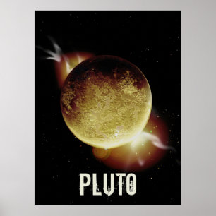 3d universum-illustration för gulten Pluto-planet Poster
