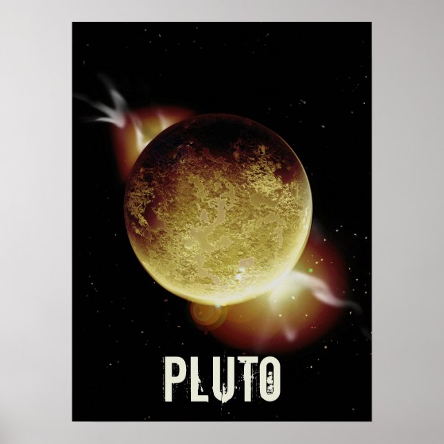 3d universum-illustration för gulten Pluto-planet Poster (Framsidan)