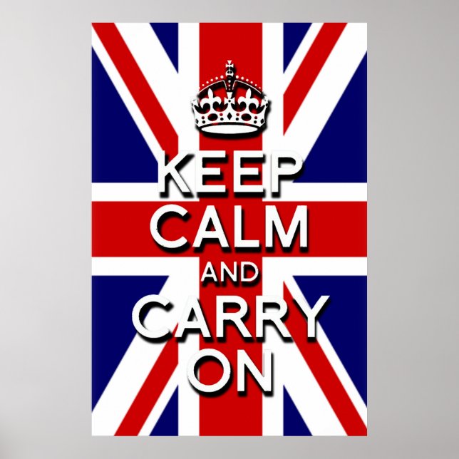 3D-upphöjd effekt keep calm på Storbritanniens fla Poster (Framsidan)