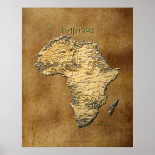 3D-utseende Karta i Afrika på Poster av styckeeffe