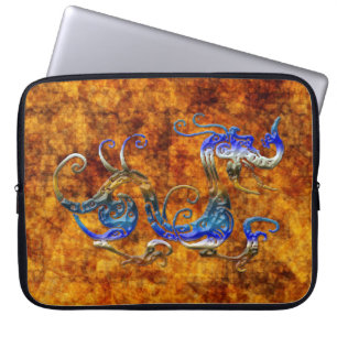 3D-utseendet asiatisk dragon och Golden Rustic Lap Laptop Fodral
