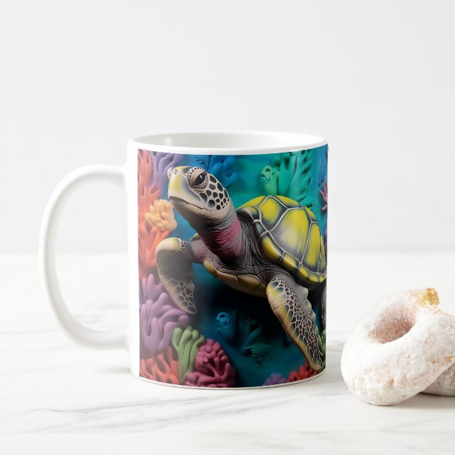 3D Utskrift av havssköldpaddsbukten Kaffemugg (Med munk)