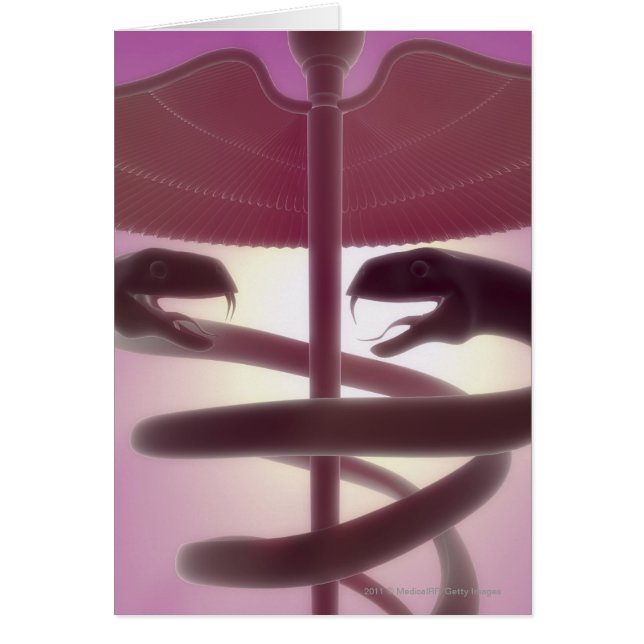 3d utsmält medicinskt kadueus hälsningskort (Framsidan)