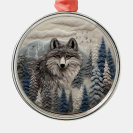 3D Varg Woodland Chirstmas Animal Julgransprydnad Metall