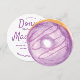 3D-vattenfärg Lila Munk Sprinkle Mix Rund Inbjudningar