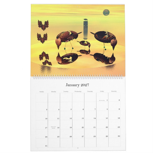 3D verkställer fractals Kalender (Jan 2027)