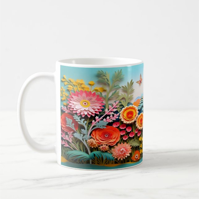 3D-Vild Blommor, design Kaffemugg (Vänster)