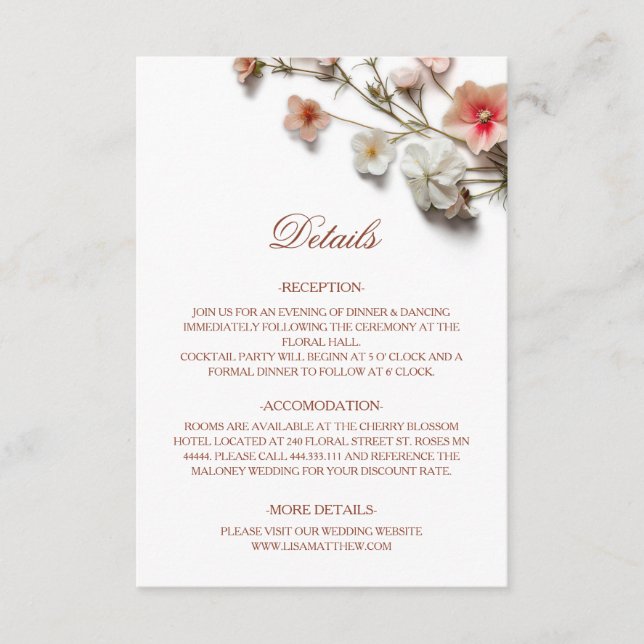 3D Vilda Blommor Vita Tilläggskort (Framsida)