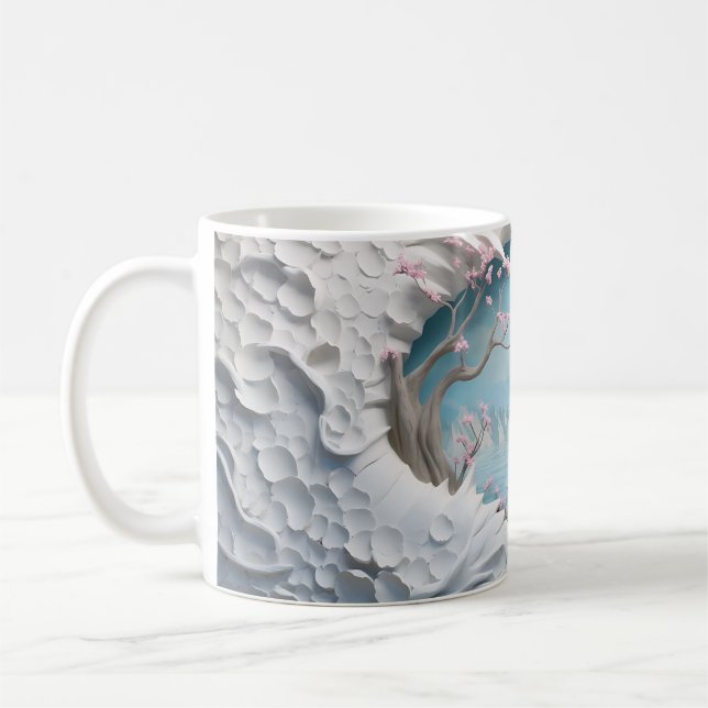 3D Vindningsfloden i en skog Kaffemugg (Vänster)