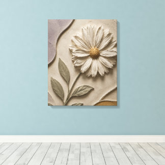 3D Vit Blomskulpturkonst | Elegant Minimalism Canvastryck