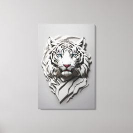 3d vit tiger art canvastryck