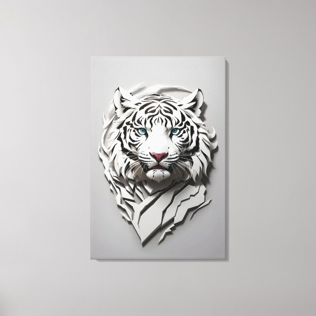 3d vit tiger art canvastryck (Framsida)