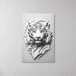 3d vit tiger art canvastryck