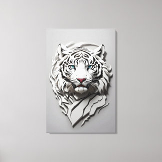 3d vit tiger art canvastryck