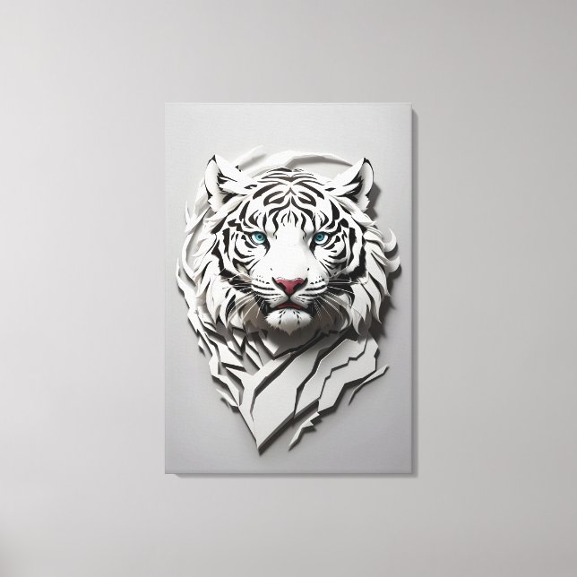 3d vit tiger art canvastryck (Framsida)