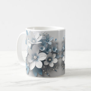 3d vita blommor mugg omslag, 3d design mugg omslag