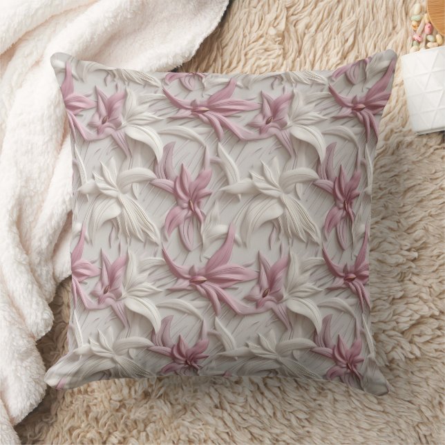 3d Vita rosa lila Lilies Kudde (Filt)