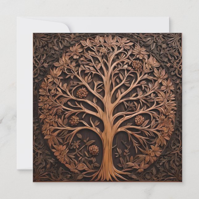 3D Warah Träd Wood Print, Inbjudningar (Framsida)