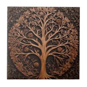 3D Warah Träd Wood Print, Kakelplatta